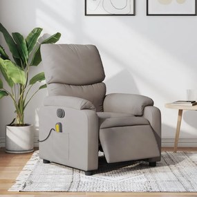 vidaXL Poltrona reclinável massagens elétrica tecido cinza-acastanhado