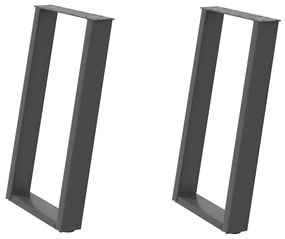 Pés para mesa de jantar em formato de U, 2 peças, antracite, 60x(72-73