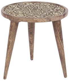 Conjunto 2 mesas de apoio em madeira escura de mango RANJA Beliani