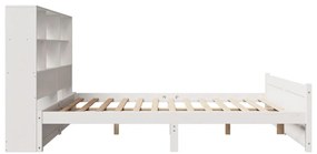 Cama com estante sem colchão 140x190 cm pinho maciço branco