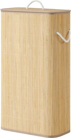 Cesto da roupa suja com tampa, 60 L, cesto de bambu 40 x 22 x 70 cm cor natural