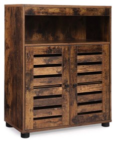 Armário de casa de banho com portas de veneziana de estilo rústico | VASAGLE | 60 x 30 x 80 cm | castanho | BBK44BX.