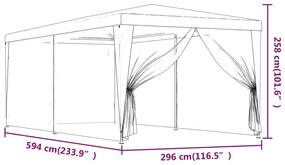 Tenda p/ festas c/ 6 paredes laterais em rede 3x6 m PEAD verde