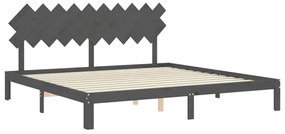 Estrutura de cama com cabeceira 200x200 cm madeira maciça cinza