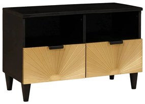 vidaXL Gabinete para TV com gaveta Preto e Ouro 70 x 33 x 46 cm