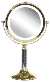 Espelho de maquilhagem preto e dourado com LED ø 18 cm BAIXAS Beliani
