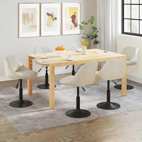 vidaXL Cadeiras de jantar giratórias 6 pcs veludo cor creme