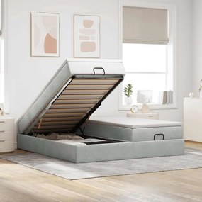 vidaXL Estrutura cama otomana colchões 180x200cm veludo cinzento claro