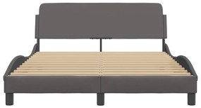 Estrutura cama c/ cabeceira 140x200cm couro artificial cinzento