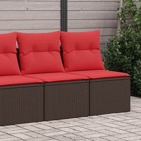 vidaXL 2 pcs conj. sofás jardim c/ almofadões vime PE/acácia castanho
