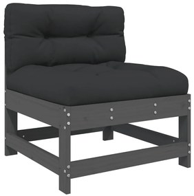 5pcs conjunto lounge jardim com almofadões madeira maciça cinza