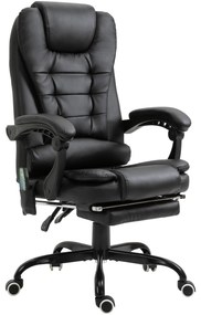 Vinsetto Cadeira de Escritório com 7 Pontos de Massagem Reclinável com Apoio para os Pés Carga 120 kg 12 W 67x79x111-121 cm Preto | Aosom Portugal