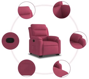 Poltrona massagens reclinável elevatória veludo vermelho tinto