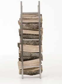 Suporte para lenha Keri em aço inoxidável 60 x 100 x 25 cm Prateado