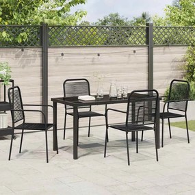 Conjunto de Jantar de 5 Peças para Jardim em Corda de Algodão Preta e