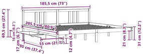 Cama sem colchão 180x200 cm madeira de pinho maciça