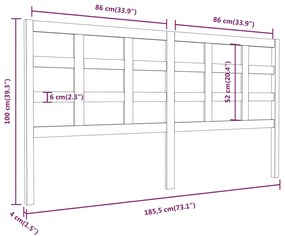 Cabeceira de cama 185,5x4x100 cm pinho maciço castanho mel