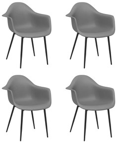 Cadeiras de jantar 4 pcs PP cinzento