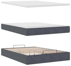 Estrutura de cama otomana com colchão 140x190cm cinzento escuro