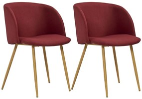 vidaXL Cadeiras de jantar 2 pcs tecido vermelho tinto