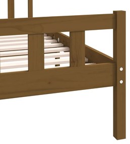 Estrutura de cama 140x190 cm madeira maciça castanho-mel