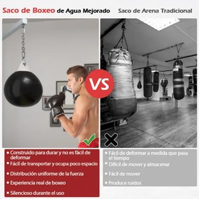 Saco de boxe com água 45cm 50kg Saco de pancadas pesado com corrente de metal ajustável para treino para adultos e crianças preto