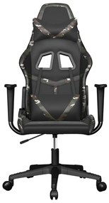 Cadeira gaming massagens couro artificial preto e camuflagem