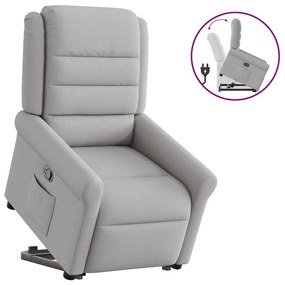 vidaXL Poltrona reclinável elevatória tecido cinzento-nublado