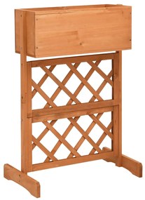 vidaXL Vaso com treliça para jardim 45x30x74 cm abeto maciço laranja
