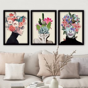 Quadro Decorativo em Moldura 3SC161 – Multicolor – 35 x 45 cm (3 Peças
