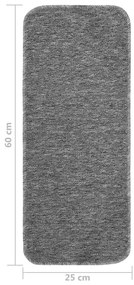 Tapetes antiderrapantes retang. p/ escadas 15pcs 60x25 cm cinza