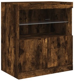 Aparador com luzes LED 181,5x37x67 cm carvalho fumado