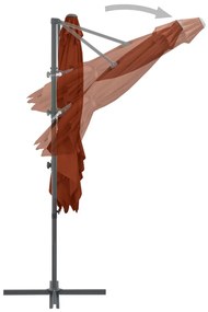 Guarda-sol jardim cantilever c/ poste aço 250x250 cm terracotta