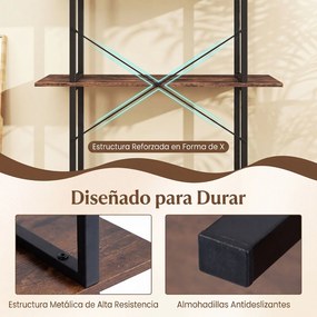Estante Industrial de 3 Níveis, 80 x 30 x 86 cm, Estrutura Metálica Reforçada, Castanho+Preto
