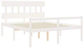 Estrutura de cama com cabeceira 160x200 cm madeira maciça