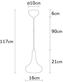 Candeeiro Suspenso Berceste – Preto – 16 cm x 117 cm