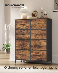 Cómoda com 8 gavetas de tecido 30 x 76,7 x 95,2 cm castanho vintage-Preto