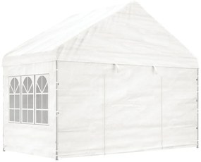 Gazebo com telhado 4,46x4,08x3,22 m polietileno branco