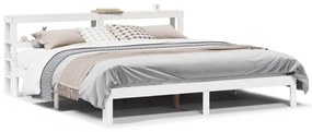 Estrutura de cama com cabeceira 200x200 cm pinho maciço branco