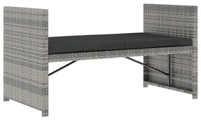 5 pcs conjunto lounge de jardim c/ almofadões vime PE cinzento