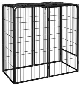 vidaXL Canil com 6 painéis 50x100 cm aço revestido a pó preto