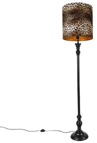 Candeeiro de pé preto com abajur de leopardo 40 cm - Classico Clássico / Antigo