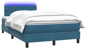 Cama com molas/colchão 120x210 cm veludo azul-escuro