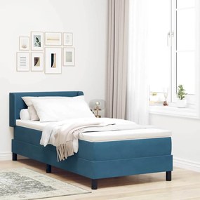 vidaXL Cama Box com colchão Azul Escuro 200 x 90 cm Poliéster