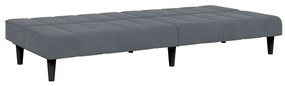 Sofá-cama 2 lugares c/ apoio de pés veludo cinzento-escuro