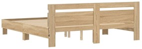 Estrutura cama c/ cabeceira/luzes LED 180x200cm carvalho sonoma