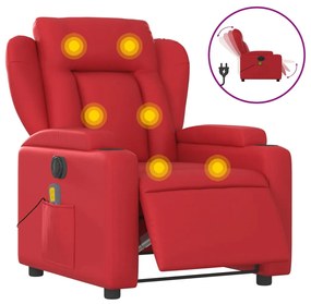 Poltrona massagens reclinável elétrica couro artif. vermelho