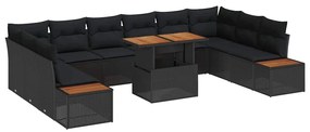 Conjunto de Jantar de Jardim de 11 Peças com Almofadas de Rattan Sinté