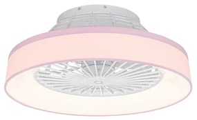 Ventilador de teto rosa com LED com controle remoto - Emily Moderno