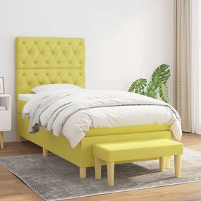 vidaXL Cama com molas/colchão 80x200 cm tecido verde-claro